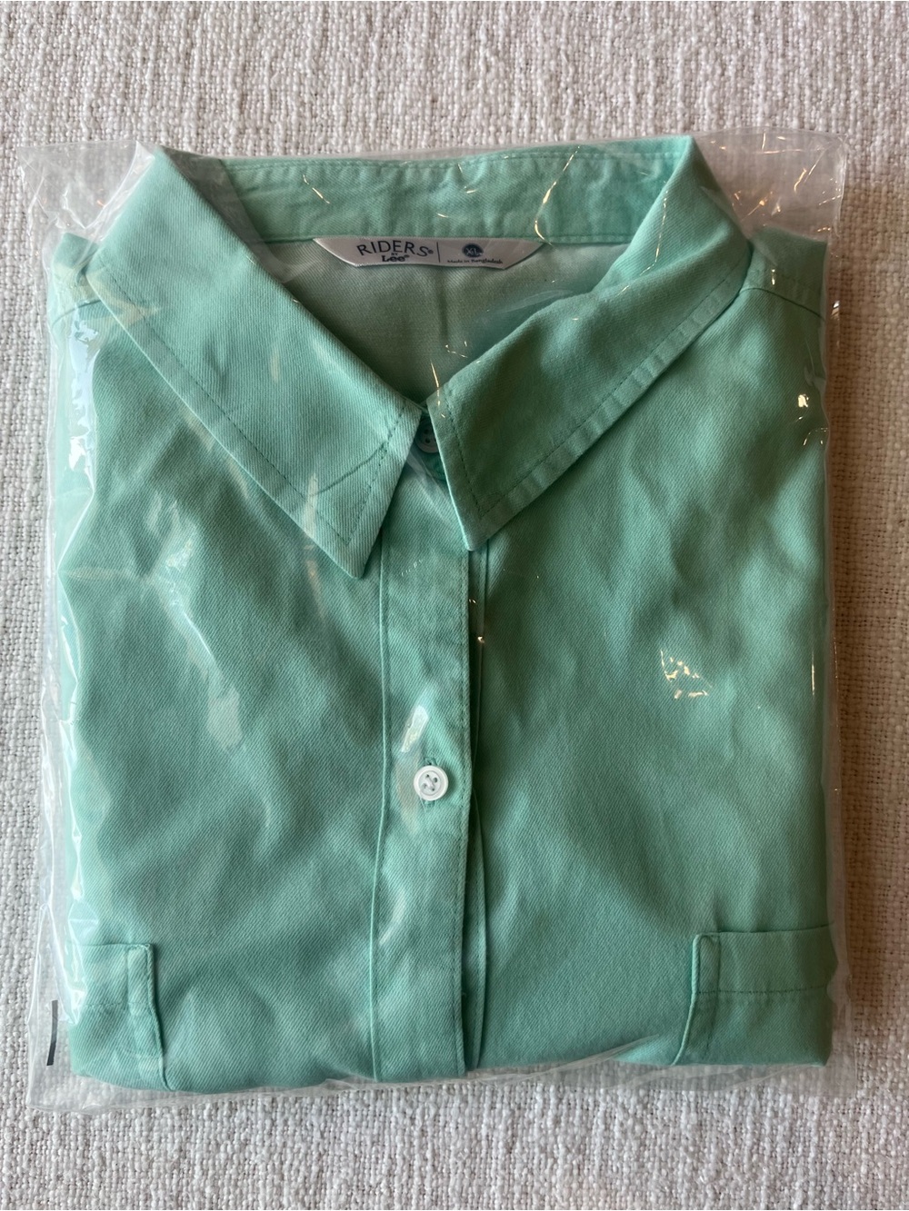 Vintage Riders by Lee Womens Shirt Short Sleeve Button Down Mint Green Size XL